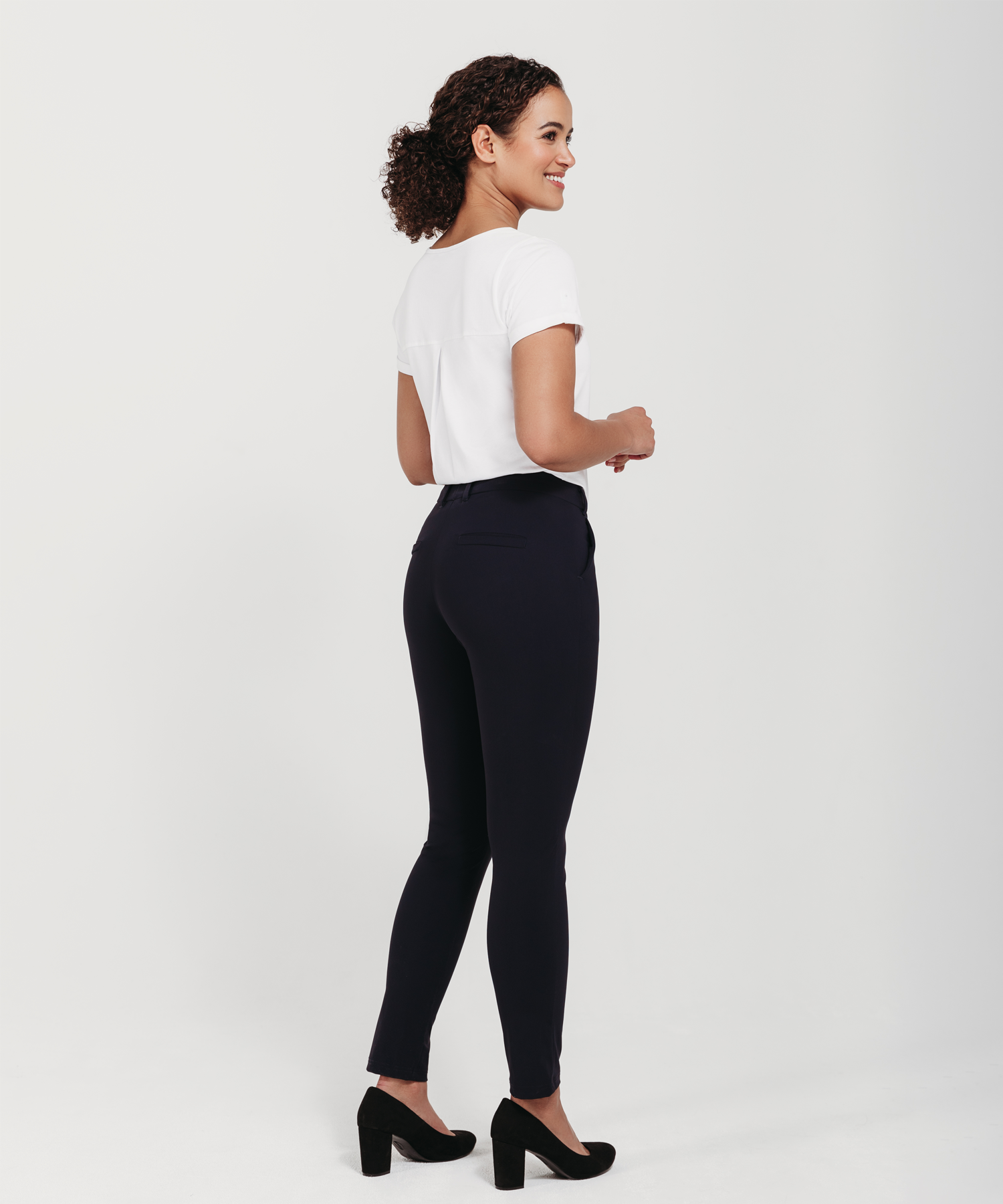 Dames travel broek slim leg Barbados (Navy)